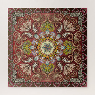 Puzzle Brown rouille jaune Tan Paisley Motif