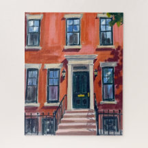 Brownstones de Boston Massachusetts Aquarelle
