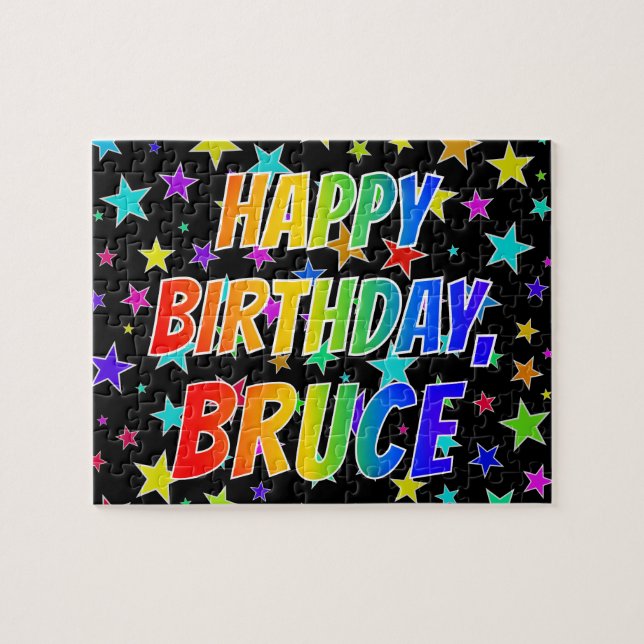 Puzzle "BRUCE" Prénom, Amusant "HEUREUX ANNIVERSAIRE" (Horizontal)