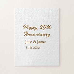 Puzzle Brun doré joyeux 20e anniversaire nom datsimple