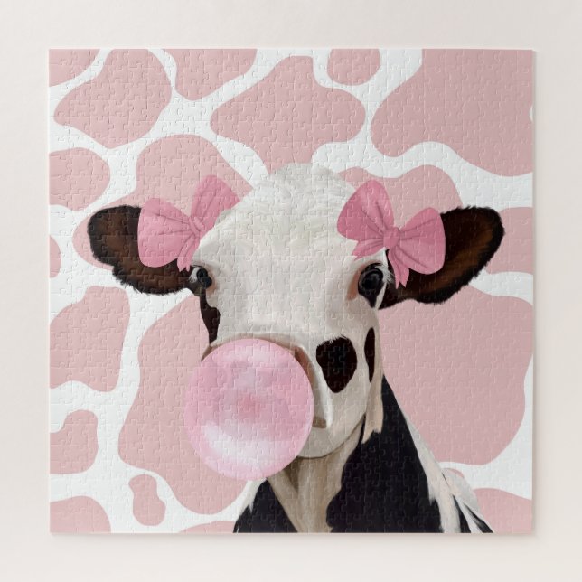 Puzzle Bubblegum rose fille soufflant vache (Vertical)