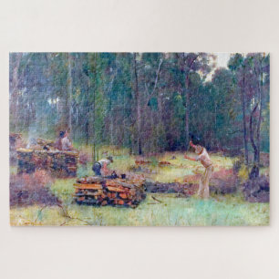 Puzzle Bûcherons Fendeurs de bois Tom Roberts 1886  