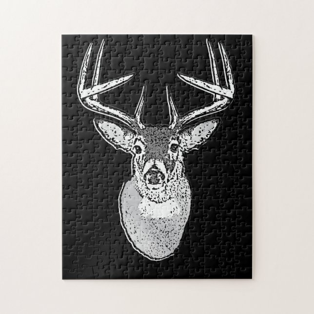 Puzzle Buck sur la tête de cerf de queue blanche noire (Vertical)