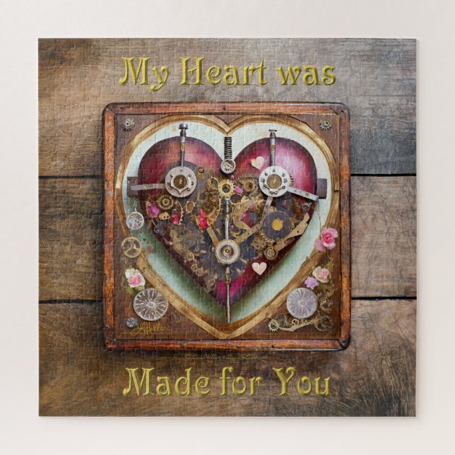 Puzzle Buff Red Heart Steampunk Series (Vertical)