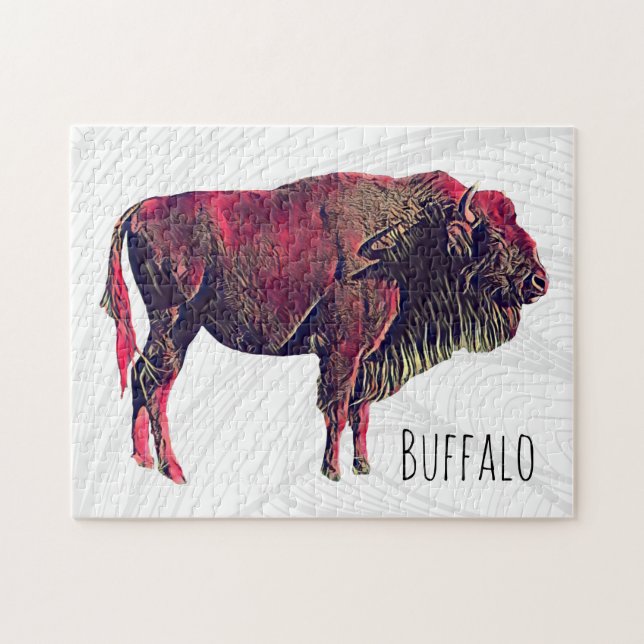 Puzzle Buffalo Portrait Design pour bison ou animal sauva (Horizontal)