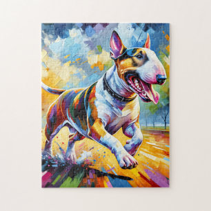 Puzzle Bull Terrier Chien Acrylique Art Imprimer Cadeau