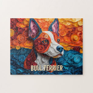 Puzzle Bull Terrier Quadrillage papier Portrait de chien