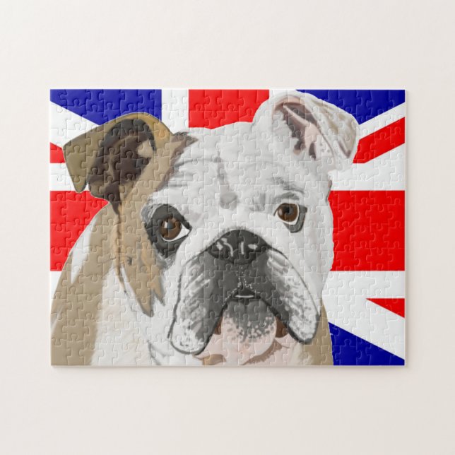 Puzzle Bulldog contre Union Jack Drapeau 252 pièce (Horizontal)