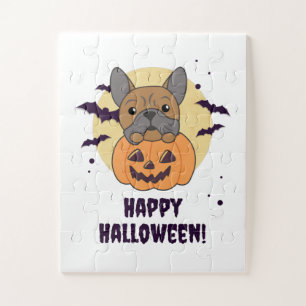 Puzzle Bulldog En Chiens Citrouilles Mignons Joyeux Hallo