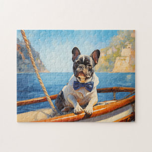Puzzle Bulldog français naviguant sur un yacht