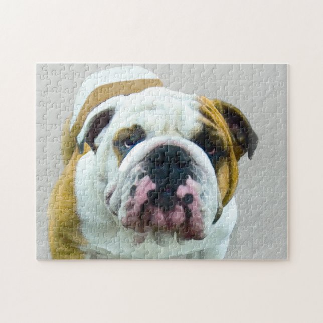 Puzzle Bulldog Painting - Joli art original chien (Horizontal)