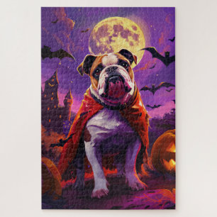 Puzzle Bulldog Vampire Citrouilles Halloween Épouvantable