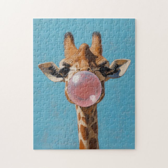 Puzzle Bulle de bulle rose de girafe (Vertical)