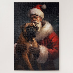 Puzzle Bullmastiff avec le Père Noël Festif de Noël