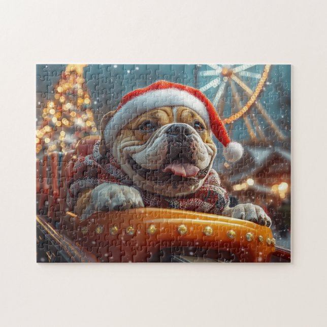Puzzle Bullmastiff Dog Roller Dessous de verre Noël (Horizontal)