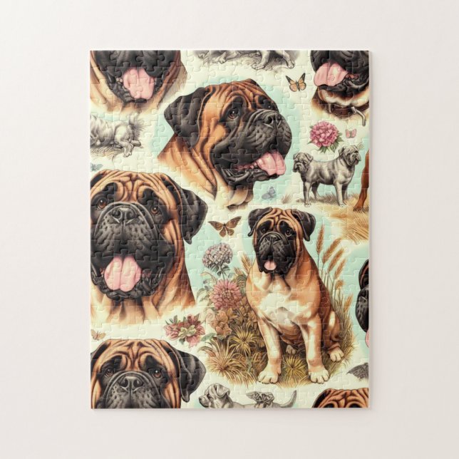 Puzzle Bullmastiff vintage sans chaîne (Vertical)