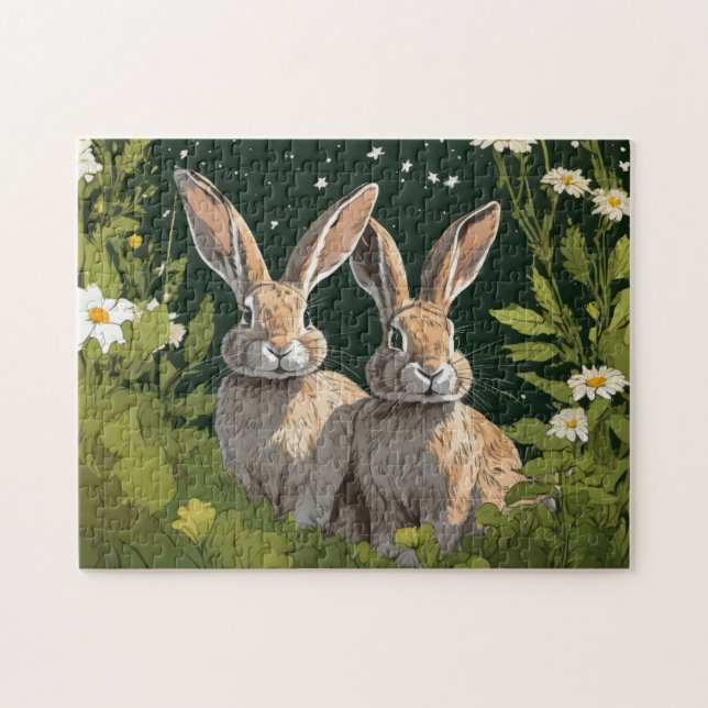 Puzzle Bunnies dans un champ (Horizontal)