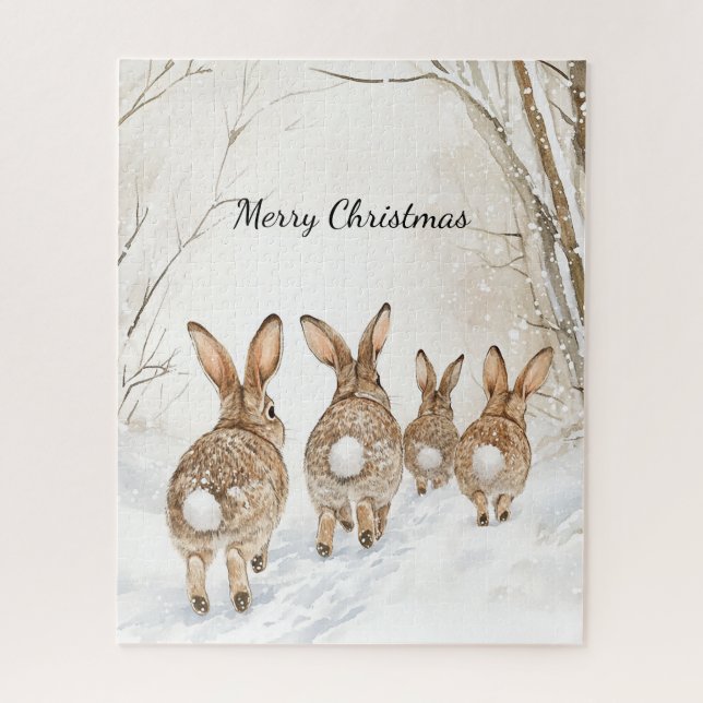 Puzzle Bunny Rabbits Woods Christmas (Vertical)
