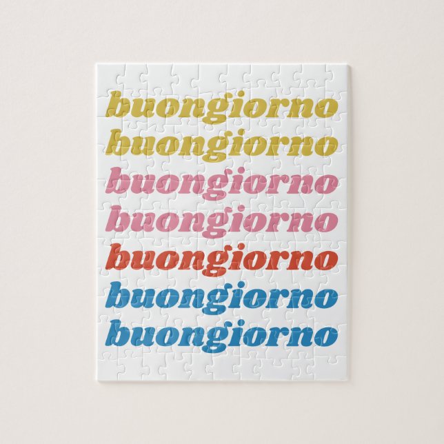 Puzzle Buongiorno Italien Bonjour Typographie Cute Retro (Vertical)
