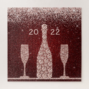 Puzzle Burgundy Blush Parties scintillant Champagne Toast