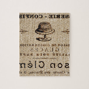 Puzzle burlap scripts shabby chic country cake