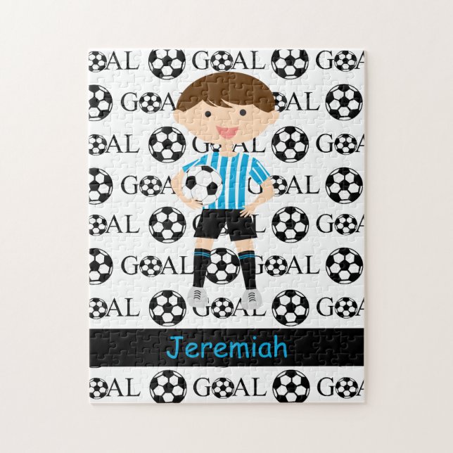 Puzzle But personnalisable 1 de garçon du football (Vertical)