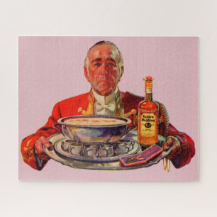 Puzzle Butler 1937 avec plateau et whiskey Mariage doré