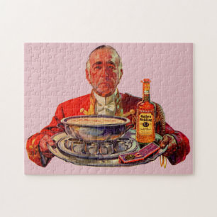 Puzzle Butler 1937 avec plateau et whiskey Mariage doré