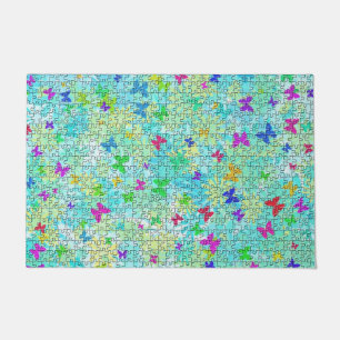 Puzzle Butterflies and Daisies-Colourful by STaylo Doormat