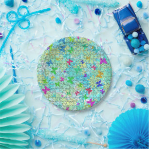 Puzzle Butterflies and Daisies-Colourful by STaylo Paper Plate