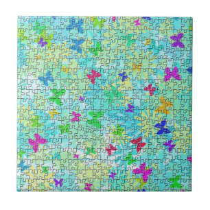 Puzzle Butterflies and Daisies-Colourful by STaylo Tile