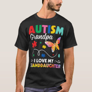 Puzzle Butterfly Autism Grandpa I Love My Granddau T-Shirt