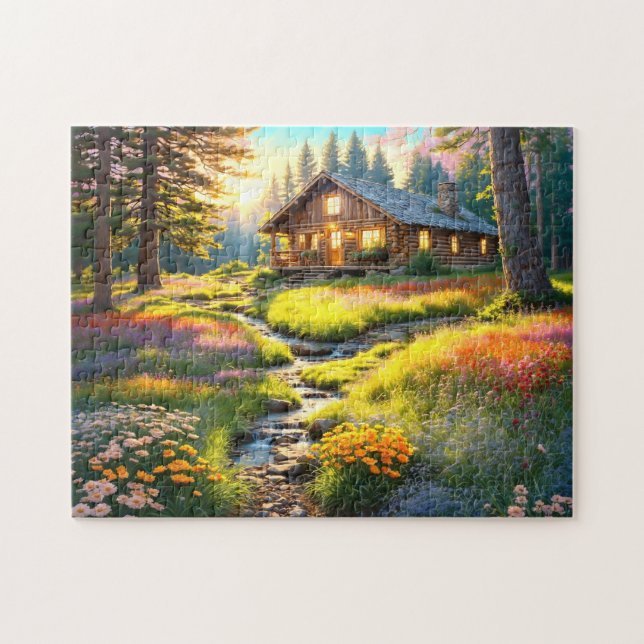 Puzzle Cabane de forêt de montagne Art (Horizontal)