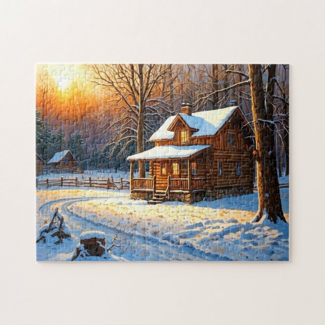 Puzzle Cabane de forêt de montagne Art (Horizontal)