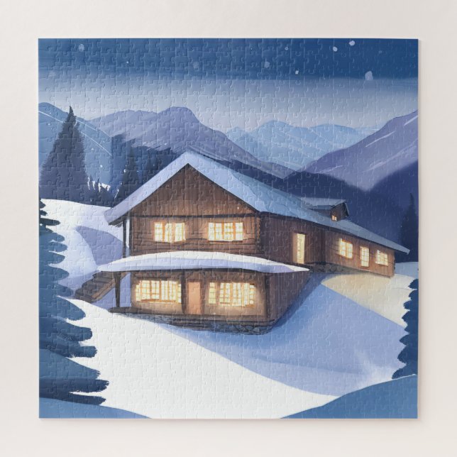 Puzzle Cabane en rondins dans les montagnes (Vertical)