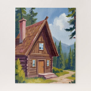 Puzzle Cabane en rondins paysage de montagne
