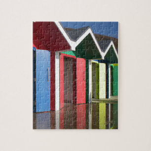 Puzzle Cabanes de plage colorées bleu-rouge   CABINE