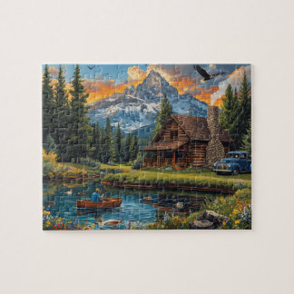 Puzzle Cabine de montagne, calme matinal