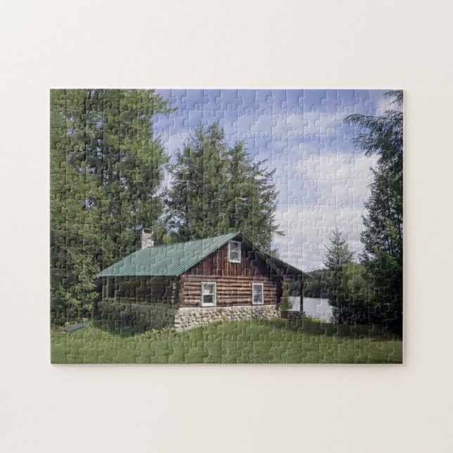 Puzzle Cabine de rondin dans les pins (Horizontal)
