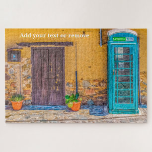 Puzzle cabine téléphonique anglaise peinte en bleu, Chypr