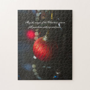 Puzzle Câbles de Noël rouge glamour foncé et guirlande