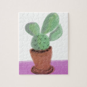 Puzzle Cactus aquarelle moderne dans un pot en terre cuit