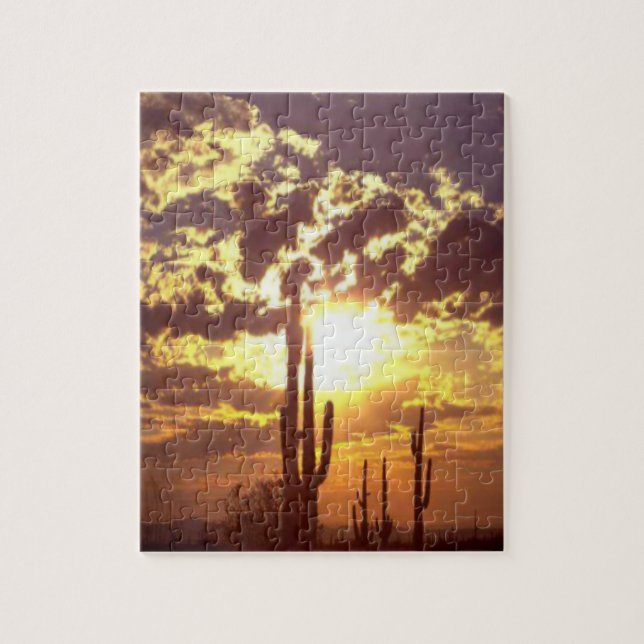 Puzzle Cactus du désert au coucher du soleil (Vertical)
