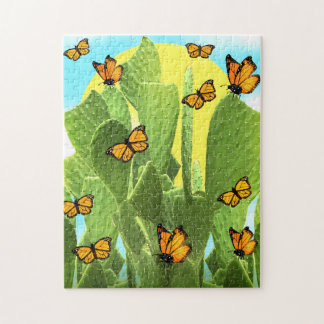 Puzzle Cactus et papillons fantaisistes