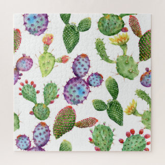 Puzzle Cactus tropicaux : Aquarelle Motif sans couture