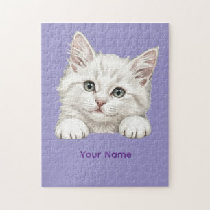 Puzzle Cadeau d'art de chaton personnalisé avec un nom pe