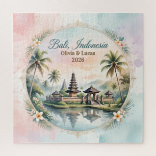 Puzzle Cadeau de couple personnalisé pastel vintage Bali