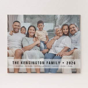 Puzzle Cadeau de famille moderne et audacieux avec monogr