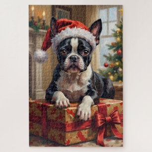 Puzzle Cadeau de Noël de chien Boston Terrier élégant