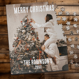 Puzzle Cadeau de Noël minimaliste de photo de couple